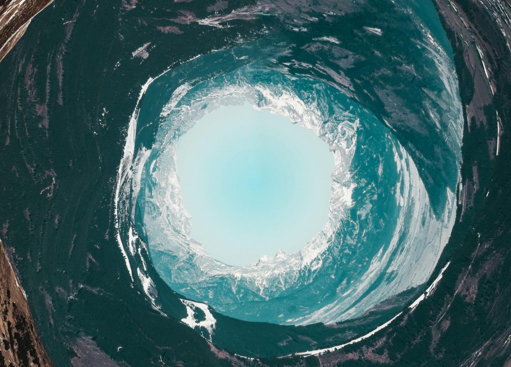 A captivating aerial abstract of a frozen landscape in Zell am See, Austria.
